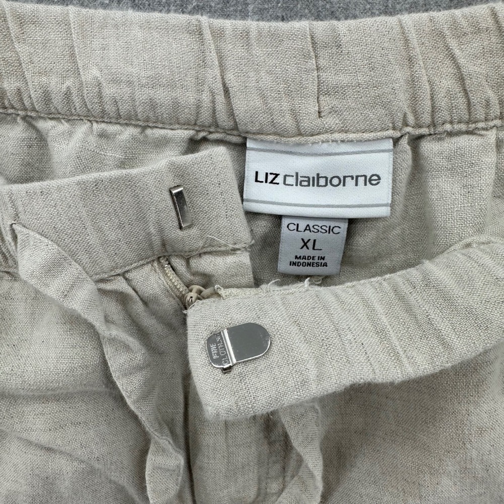 Liz Claiborne Pants Womens XL Beige Classic Linen Blend Straight Leg - Picture 2 of 7